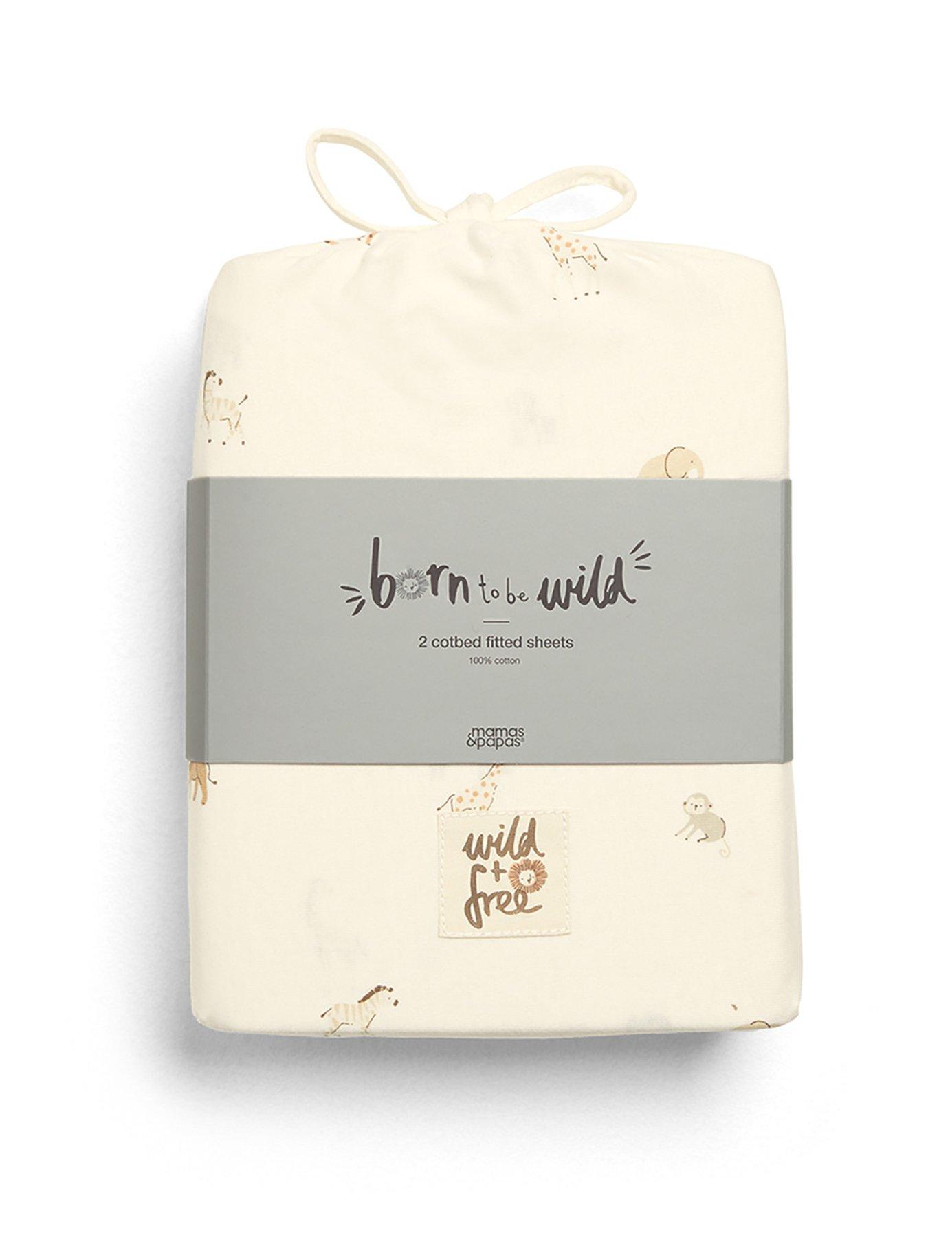 Mamas & Papas 2 Cot/Bed Fitted Sheets Born to be Wild Multi very