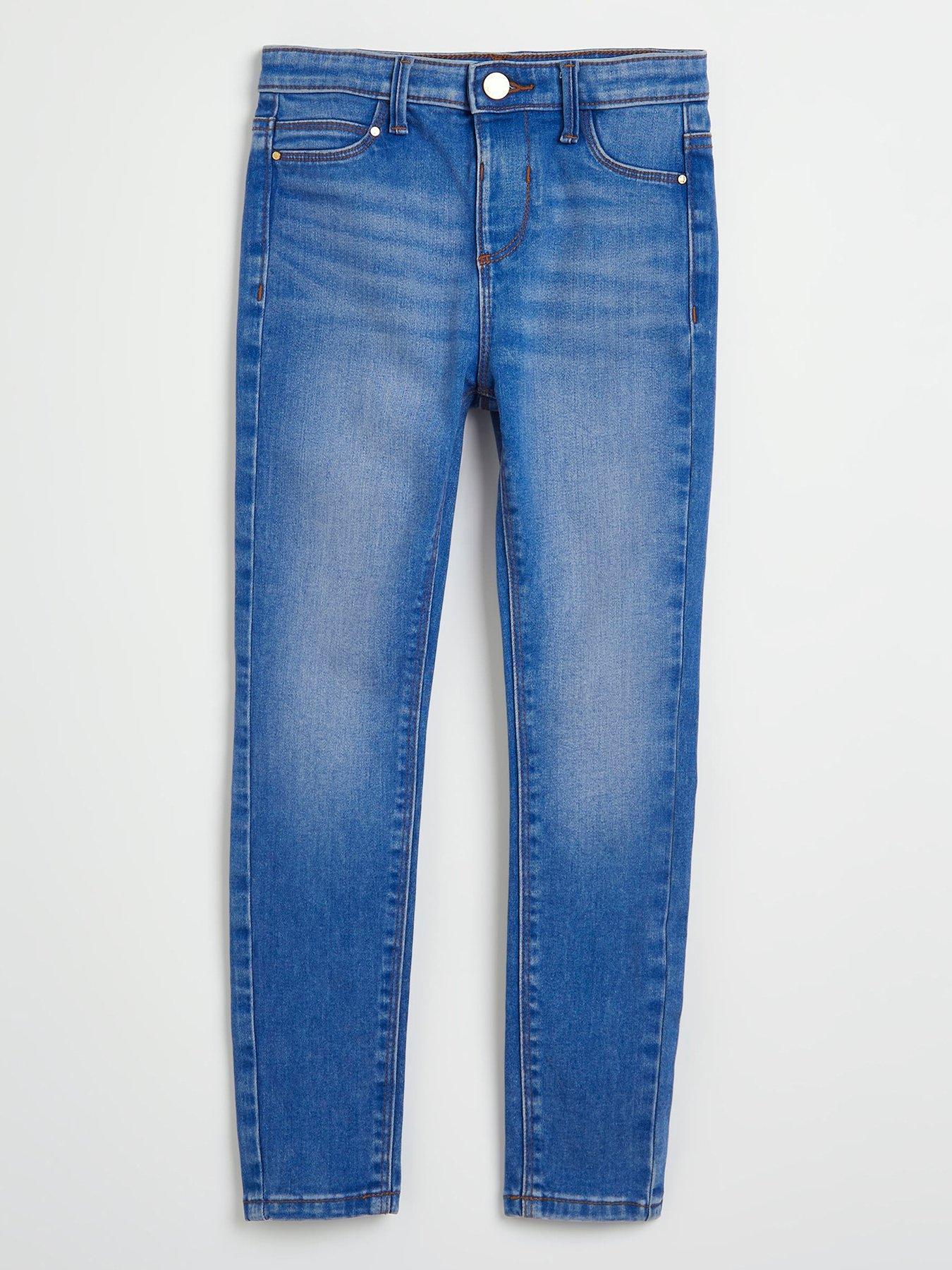 River Island Girls Patchwork Wide Leg Jeans - Blue