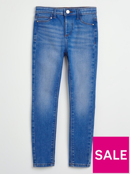 front image of river-island-girls-molly-skinny-jeans-blue