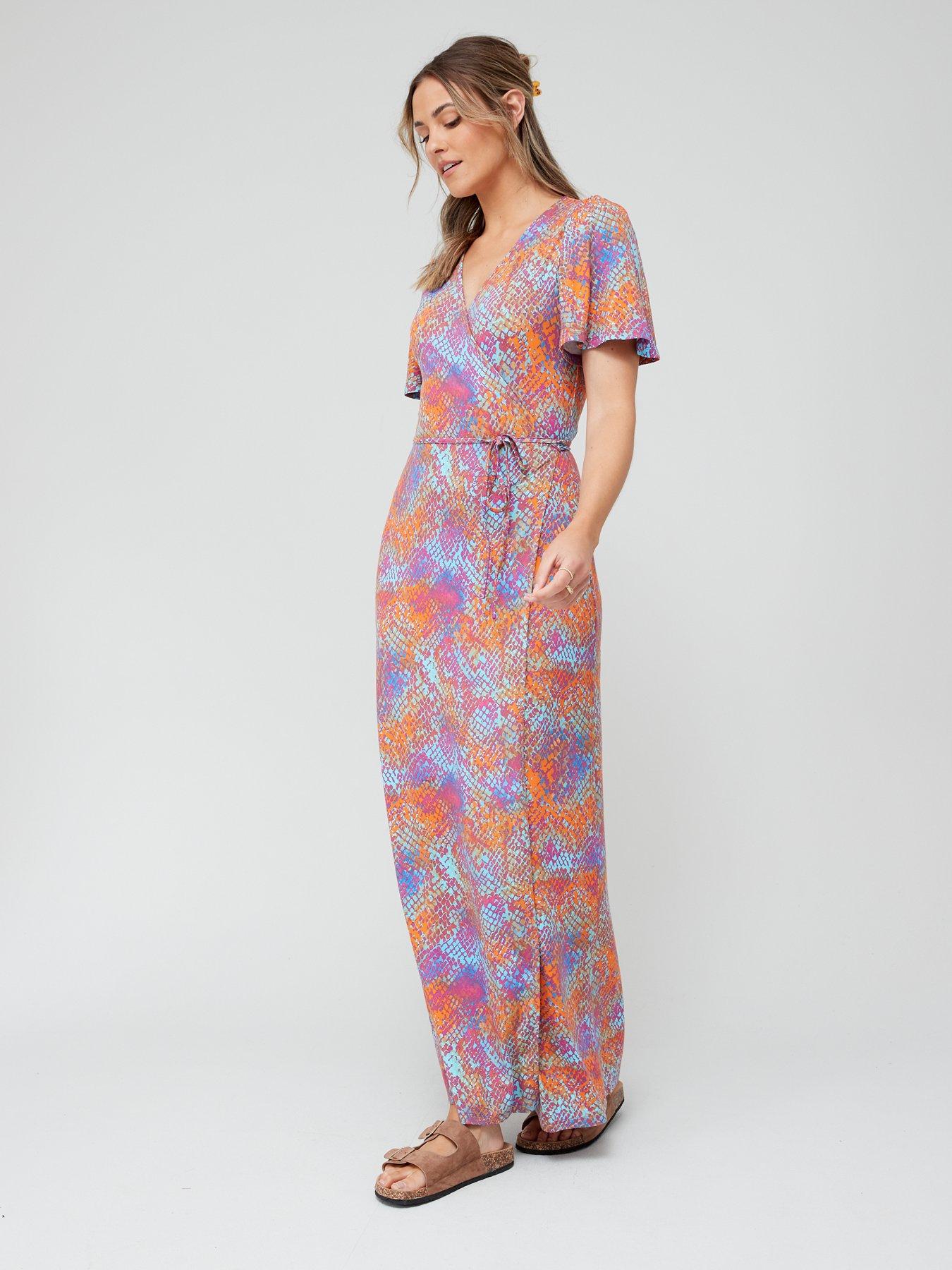 Plus Large Floral Mono Slinky Maxi Dress