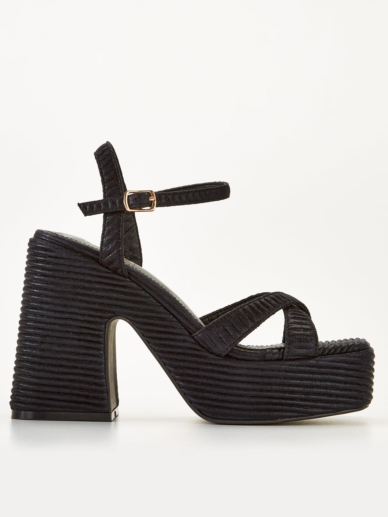 Raid Keiran Heeled Wedges - Black Textile | very.co.uk