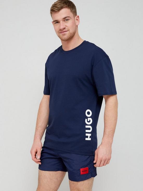front image of hugo-relaxed-side-logo-t-shirt-dark-blue