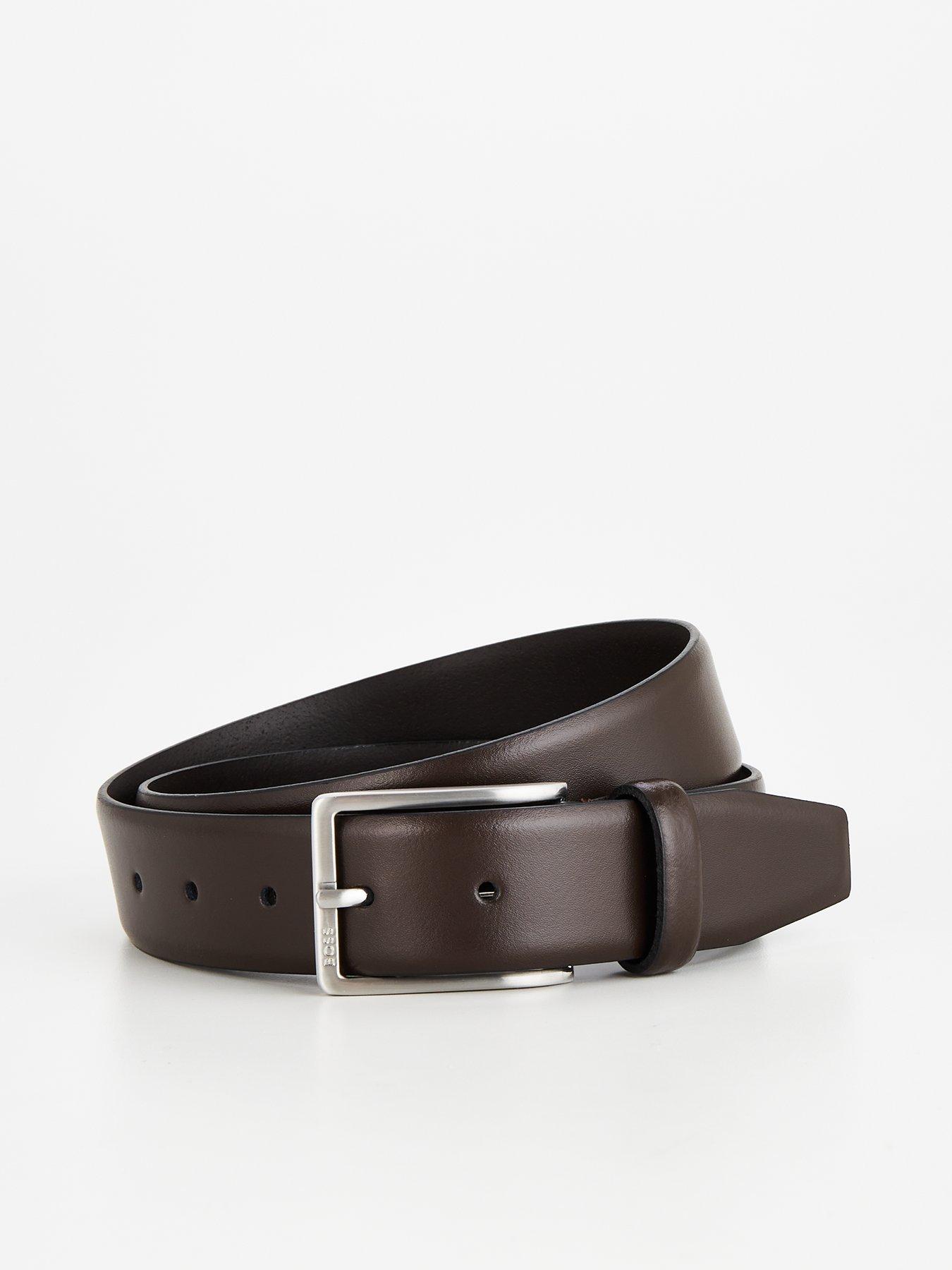 Boss Erman Formal Leather Belt - Dark Brown
