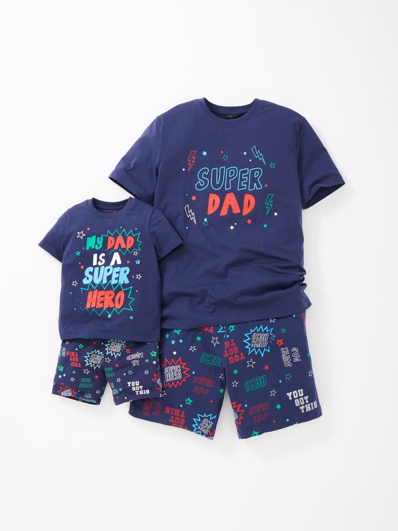 Very Man Mini Me Fathers Day Super Dad Pyjamas - Navy