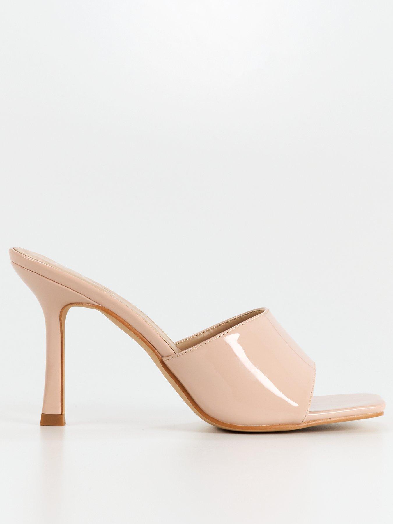 Nude high hot sale heel mules