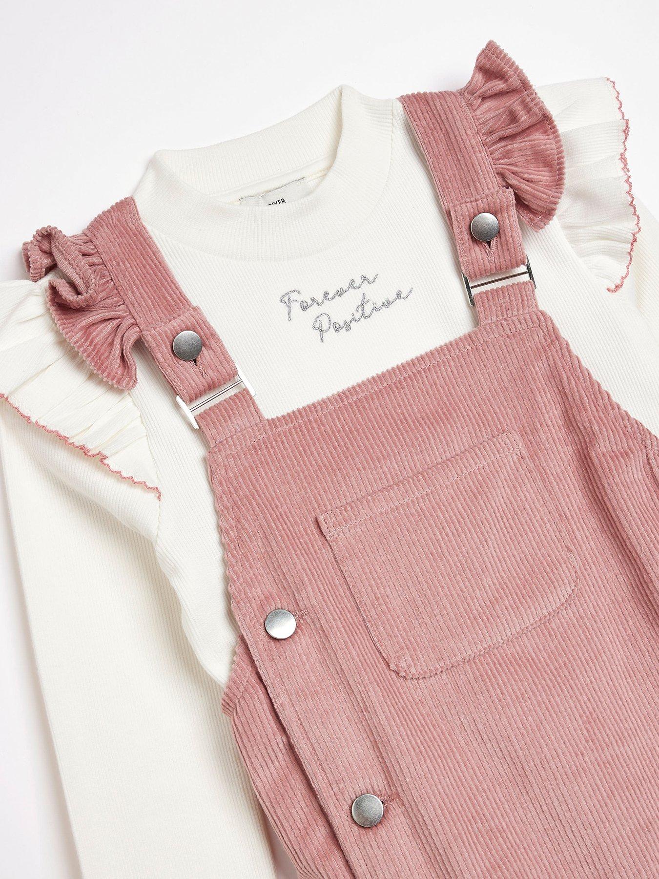 River Island Girls Corduroy Dress Outfit - Pink 