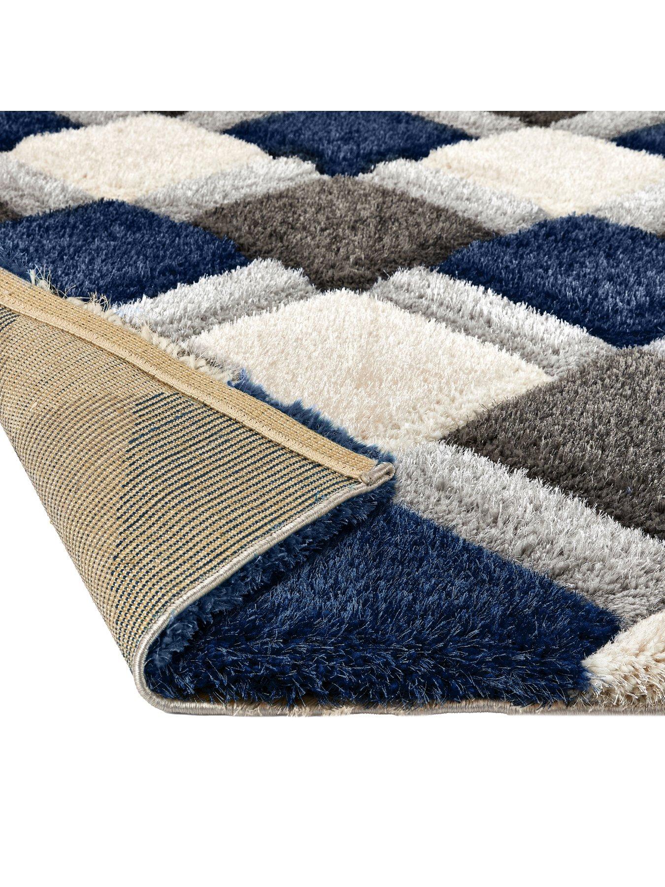 Image 5 of 5 of The Very Collection 3D Geo Shaggy Navy Rug in 3 size options