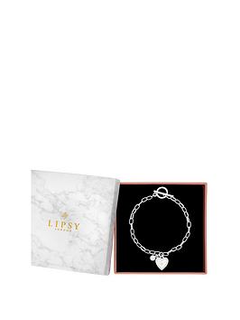 lipsy silver heart charm bracelet - gift boxed