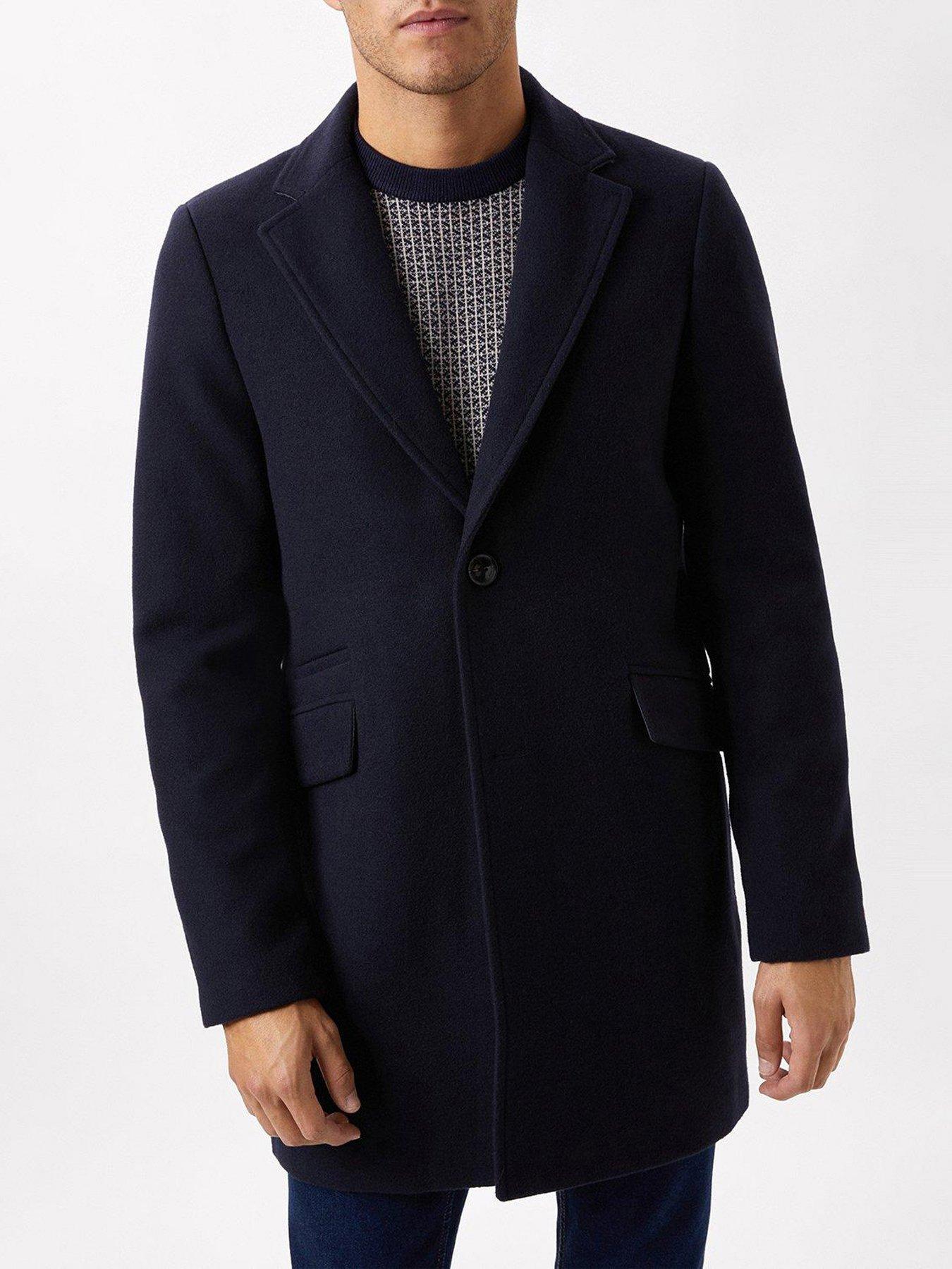 Burton Menswear London Burton Faux Wool Overcoat Navy very