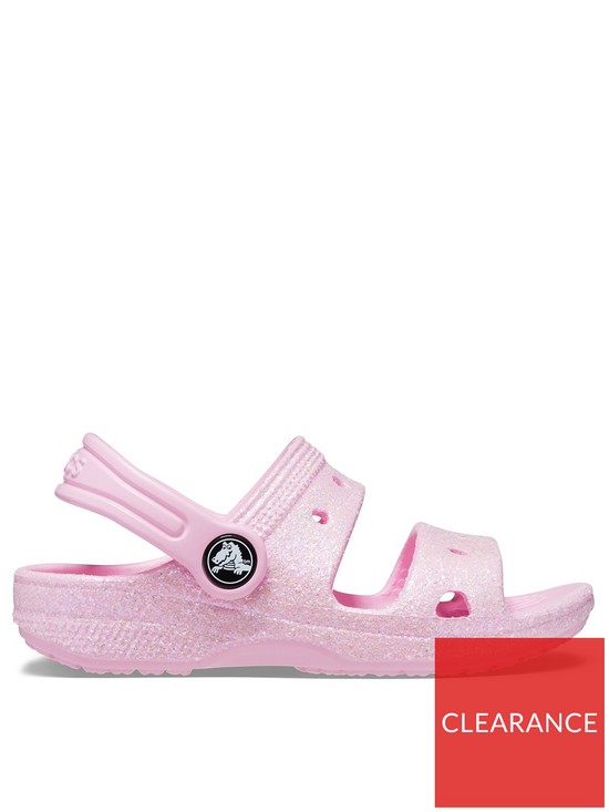 front image of crocs-classic-glitter-toddler-sandal