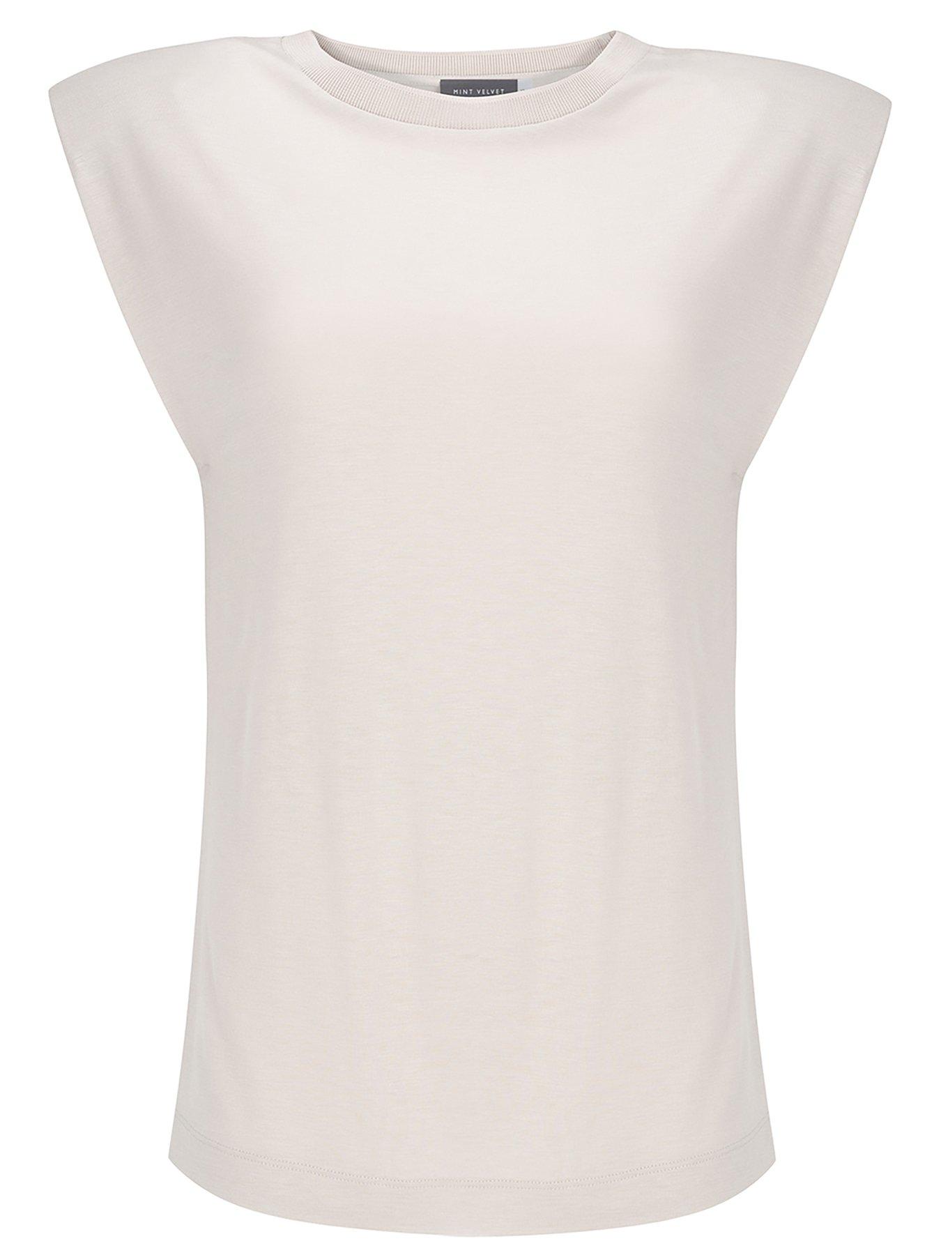 Cream Shoulder Pad T-shirt