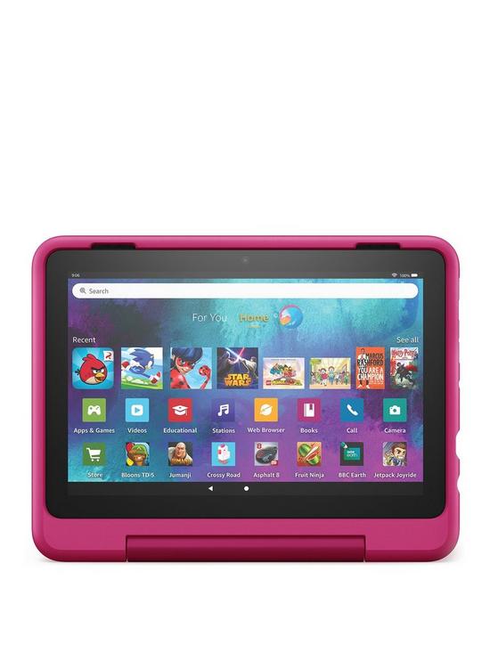 front image of amazon-fire-hd-8-kids-pro-tablet-8-inch-hd-display-ages-6-12-rainbow-universe