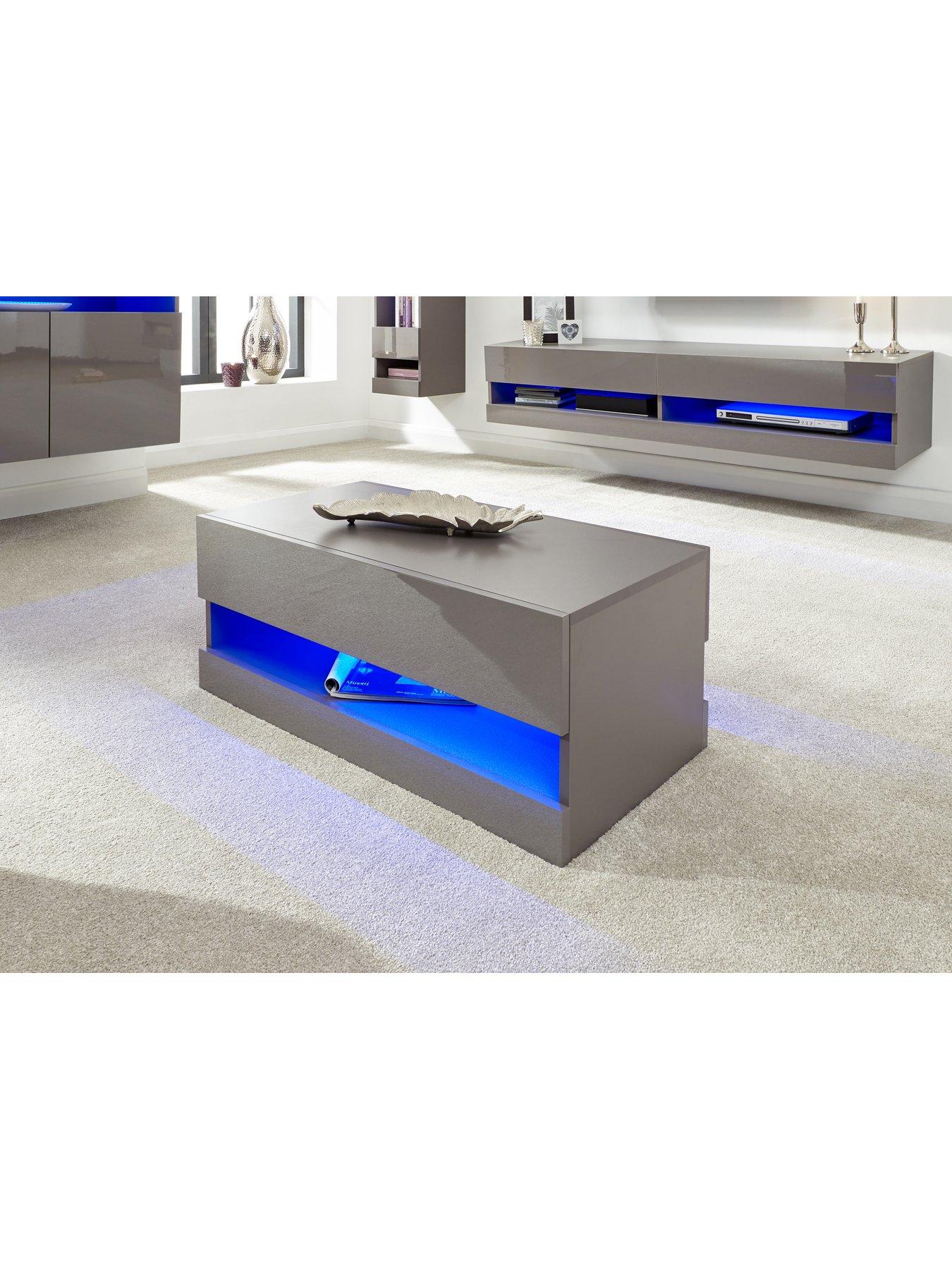 Gfw Galicia Compact Coffee Table With Led Light - Grey