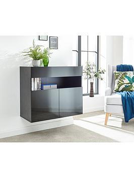 Product photograph of Gfw Galicia Wall Hanging Sideboard With Led Light - Black from very.co.uk