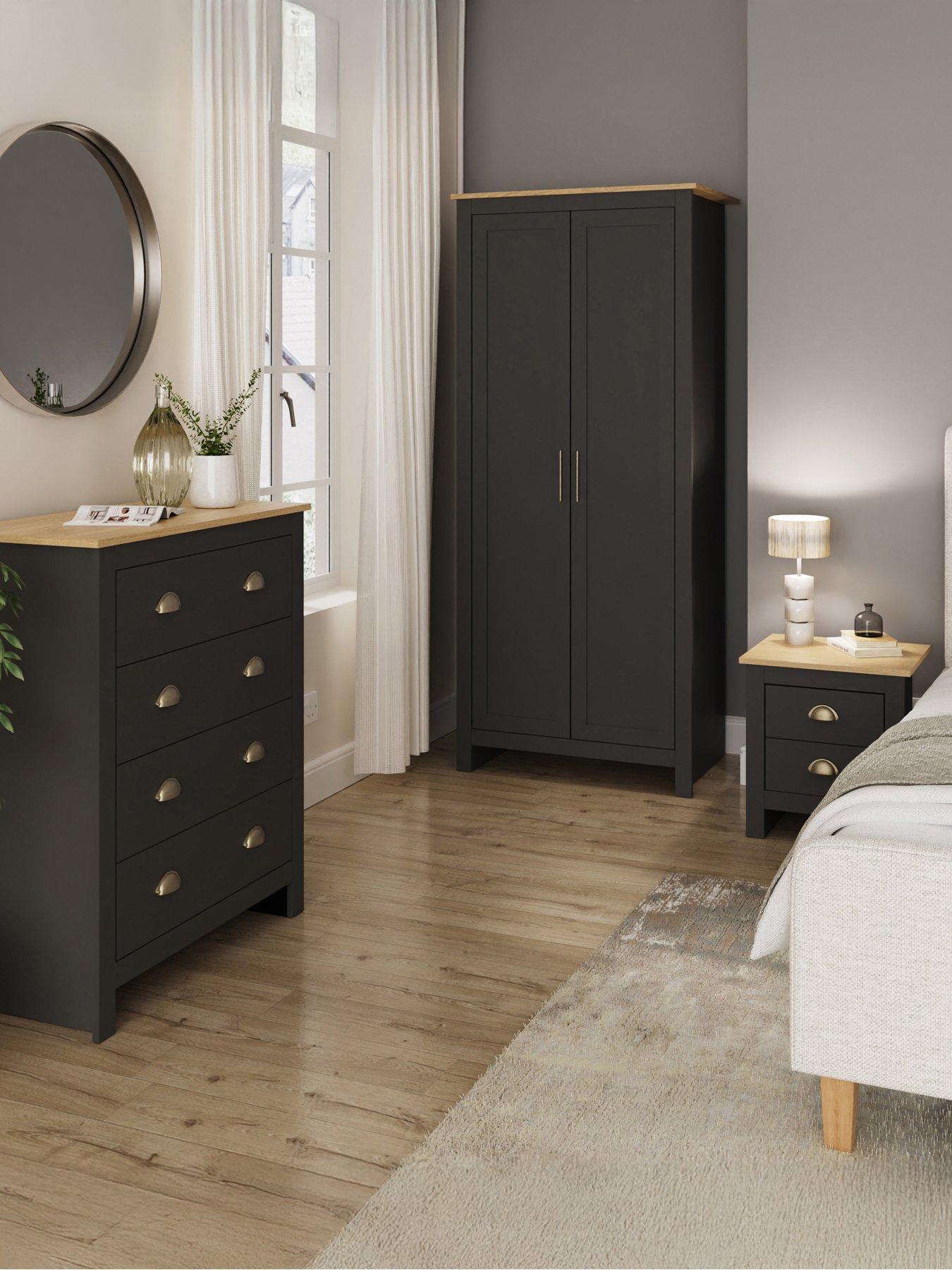 Image of GFW Lancaster 3 Piece Package - 2 Door Wardrobe, 4 Drawer Chest and a Bedside Chest