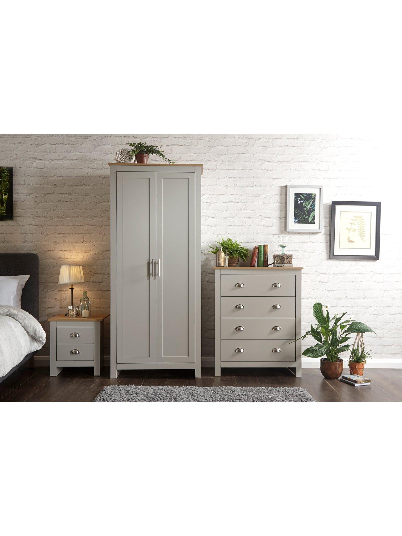 undefined Lancaster 3 Piece Package - 2 Door Wardrobe, 4 Drawer Chest and a Bedside Chest