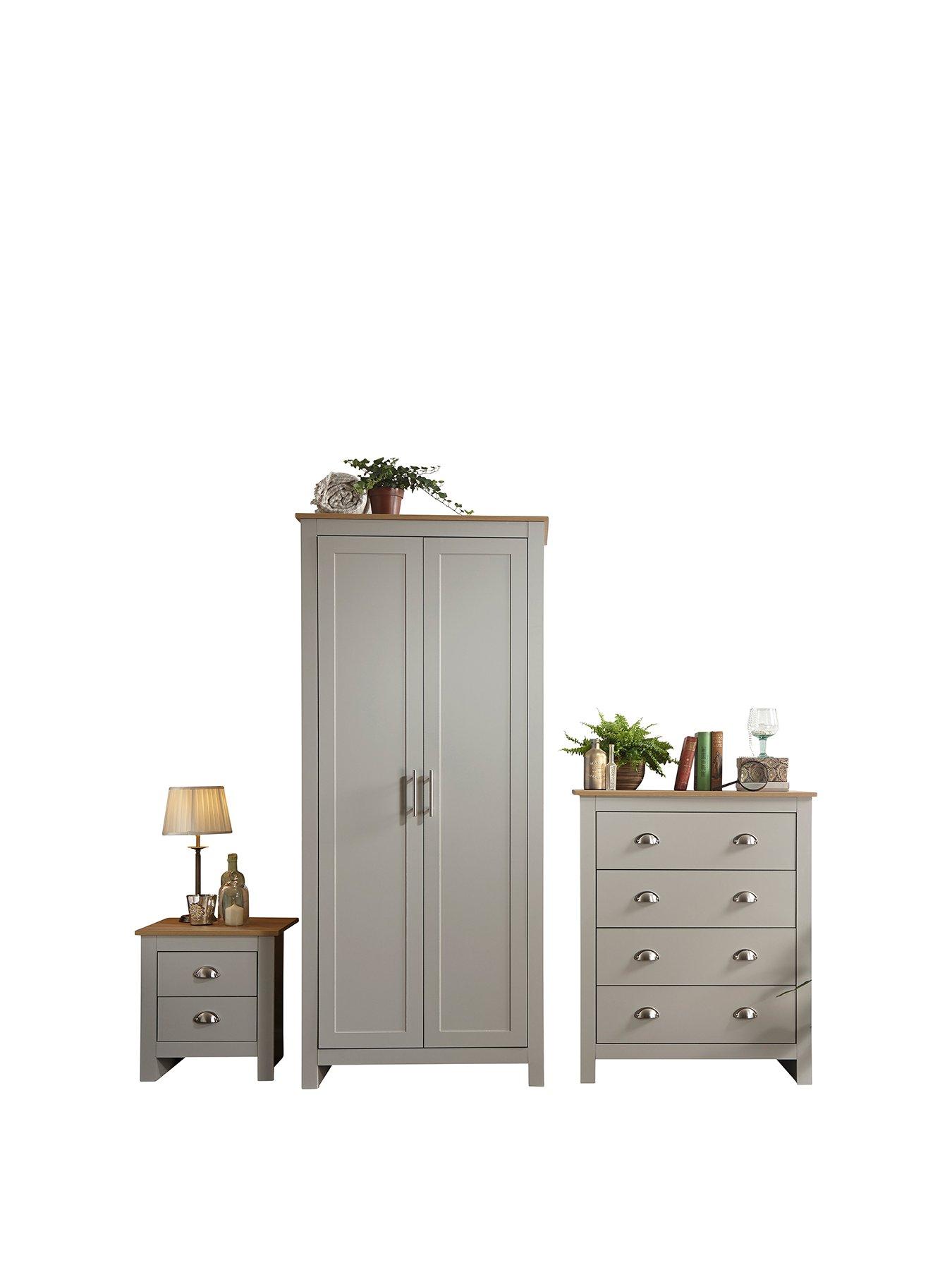 Product photograph of Gfw Lancaster 3 Piece Package - 2 Door Wardrobe 4 Drawer Chest And A Bedside Chest from very.co.uk