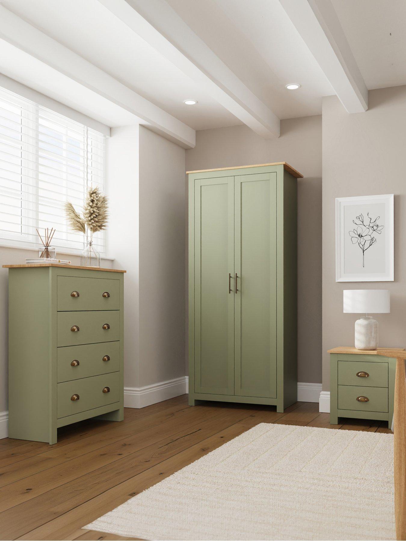 GFW Lancaster 3 Piece Package - 2 Door Wardrobe, 4 Drawer Chest and a Bedside Chest