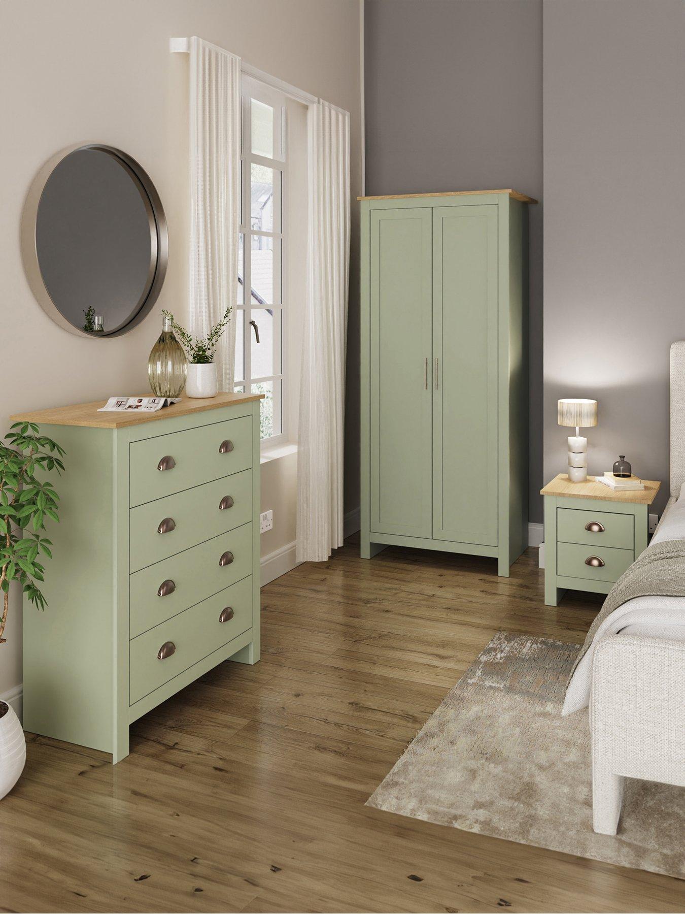 GFW Lancaster 3 Piece Package - 2 Door Wardrobe, 4 Drawer Chest and a Bedside Chest