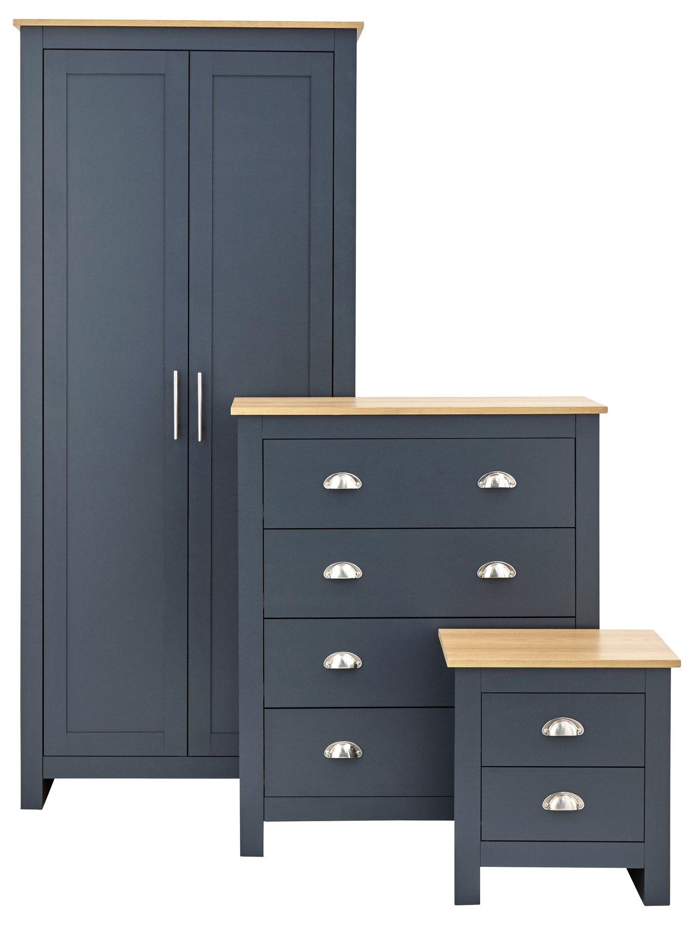 undefined Lancaster 3 Piece Package - 2 Door Wardrobe, 4 Drawer Chest and a Bedside Chest