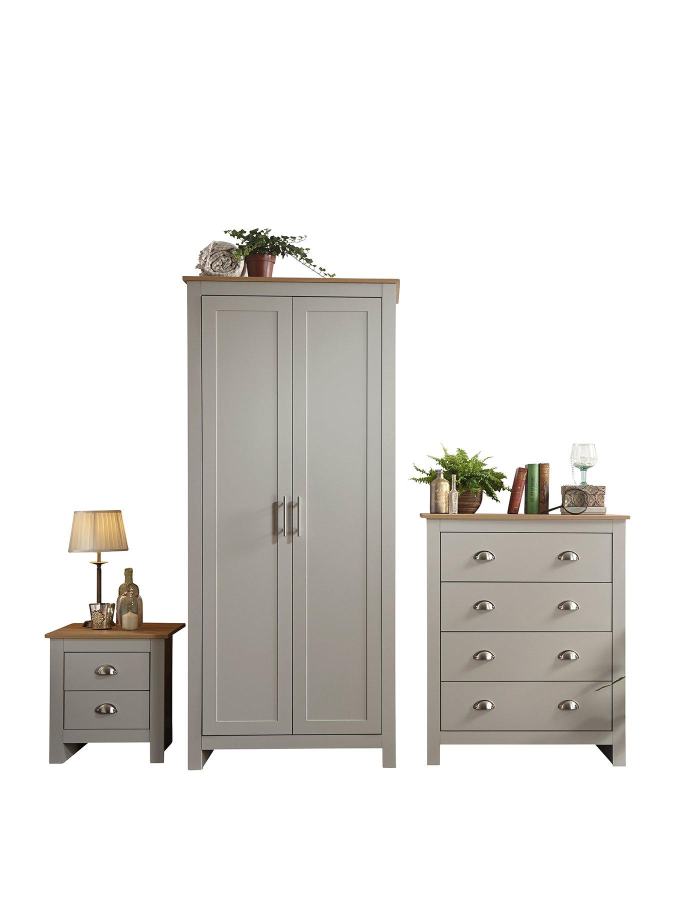 Image 2 of 6 of GFW Lancaster 3&nbsp;Piece Package - 2&nbsp;Door Wardrobe, 4 Drawer Chest and a Bedside Chest