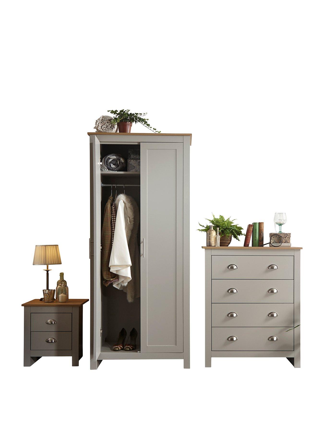 Image 3 of 6 of GFW Lancaster 3&nbsp;Piece Package - 2&nbsp;Door Wardrobe, 4 Drawer Chest and a Bedside Chest