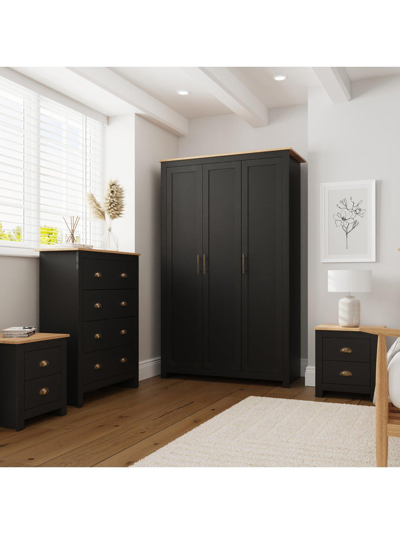 GFW Lancaster 4 Piece Package - 3 Door Wardrobe, 4 Drawer Chest and 2 Bedside Chests