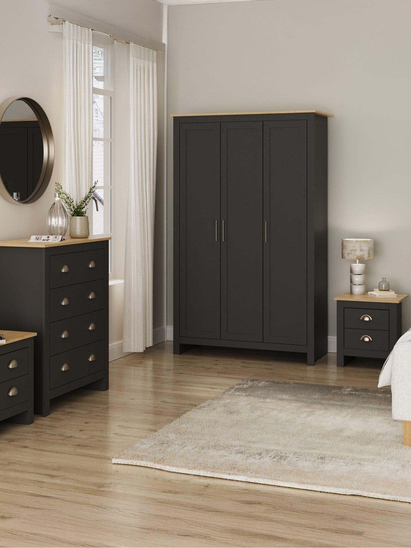 undefined Lancaster 4 Piece Package - 3 Door Wardrobe, 4 Drawer Chest and 2 Bedside Chests