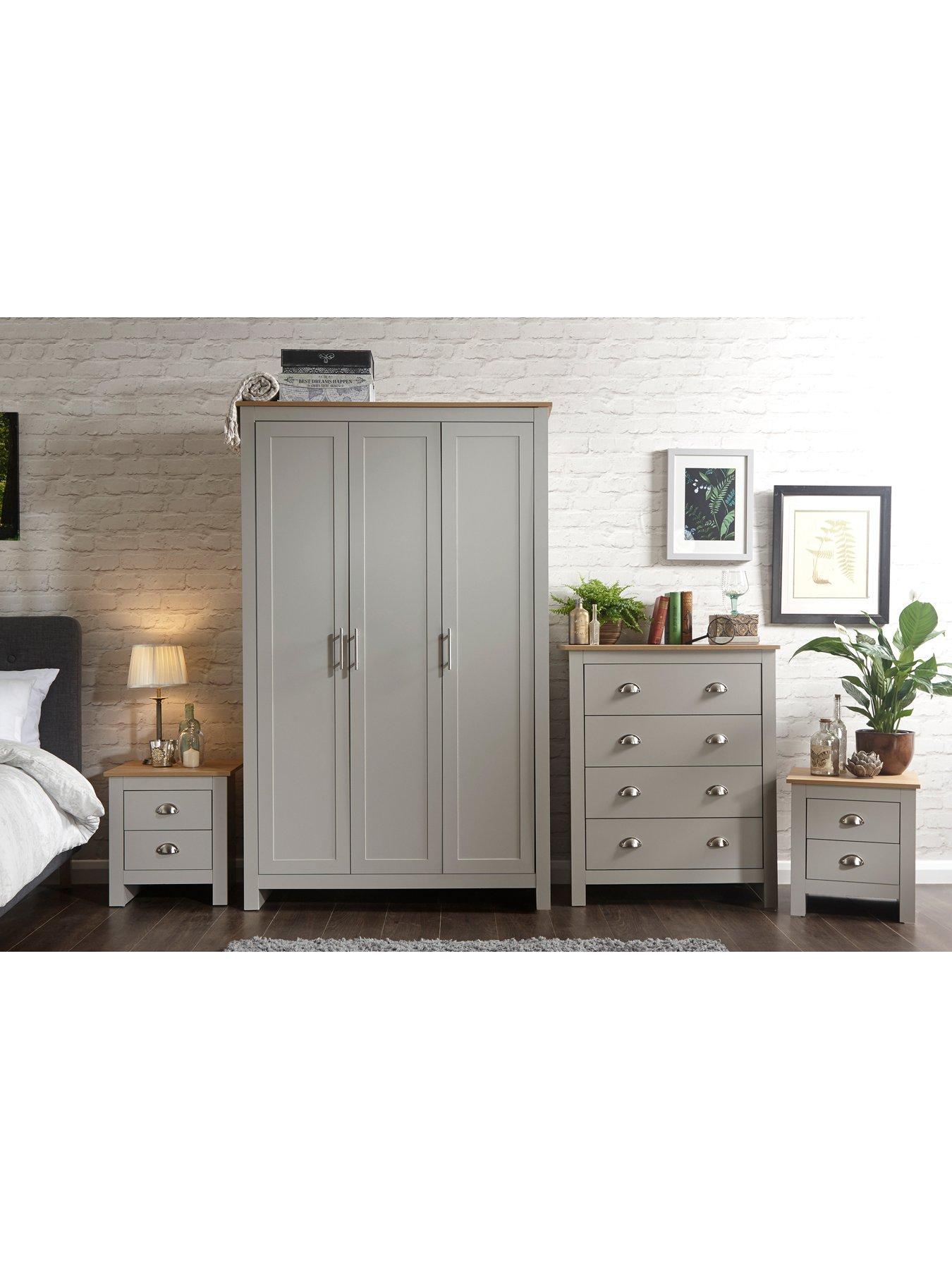 undefined Lancaster 4 Piece Package - 3 Door Wardrobe, 4 Drawer Chest and 2 Bedside Chests