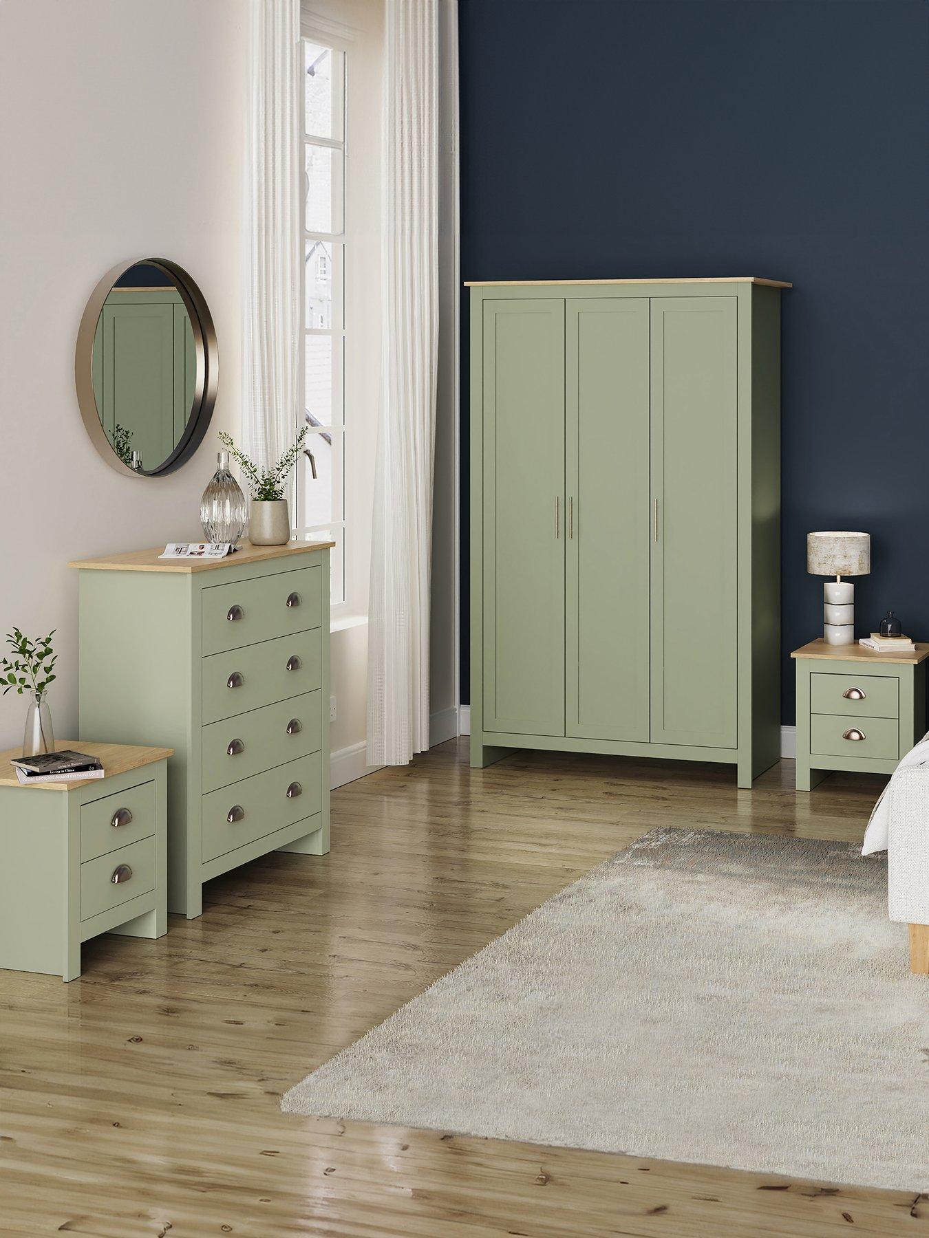undefined Lancaster 4 Piece Package - 3 Door Wardrobe, 4 Drawer Chest and 2 Bedside Chests