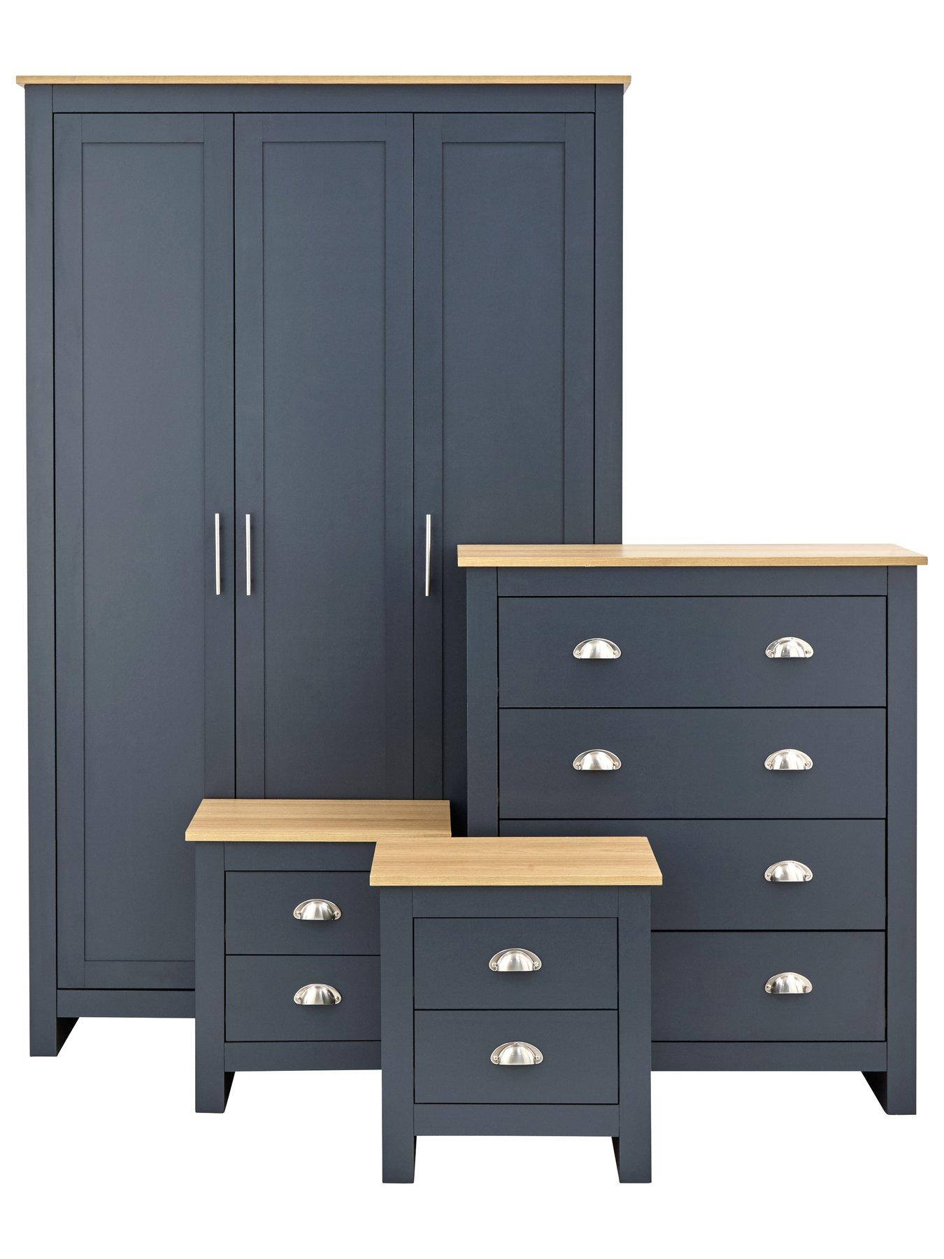 undefined Lancaster 4 Piece Package - 3 Door Wardrobe, 4 Drawer Chest and 2 Bedside Chests
