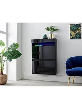 Product photograph of Gfw Galicia Wall Hanging Two Tier Shoe Cabinet With Led Light - Black from very.co.uk