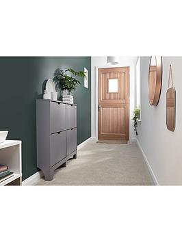 Product photograph of Gfw Narrow 4 Drawer Shoe Cabinet - Grey from very.co.uk