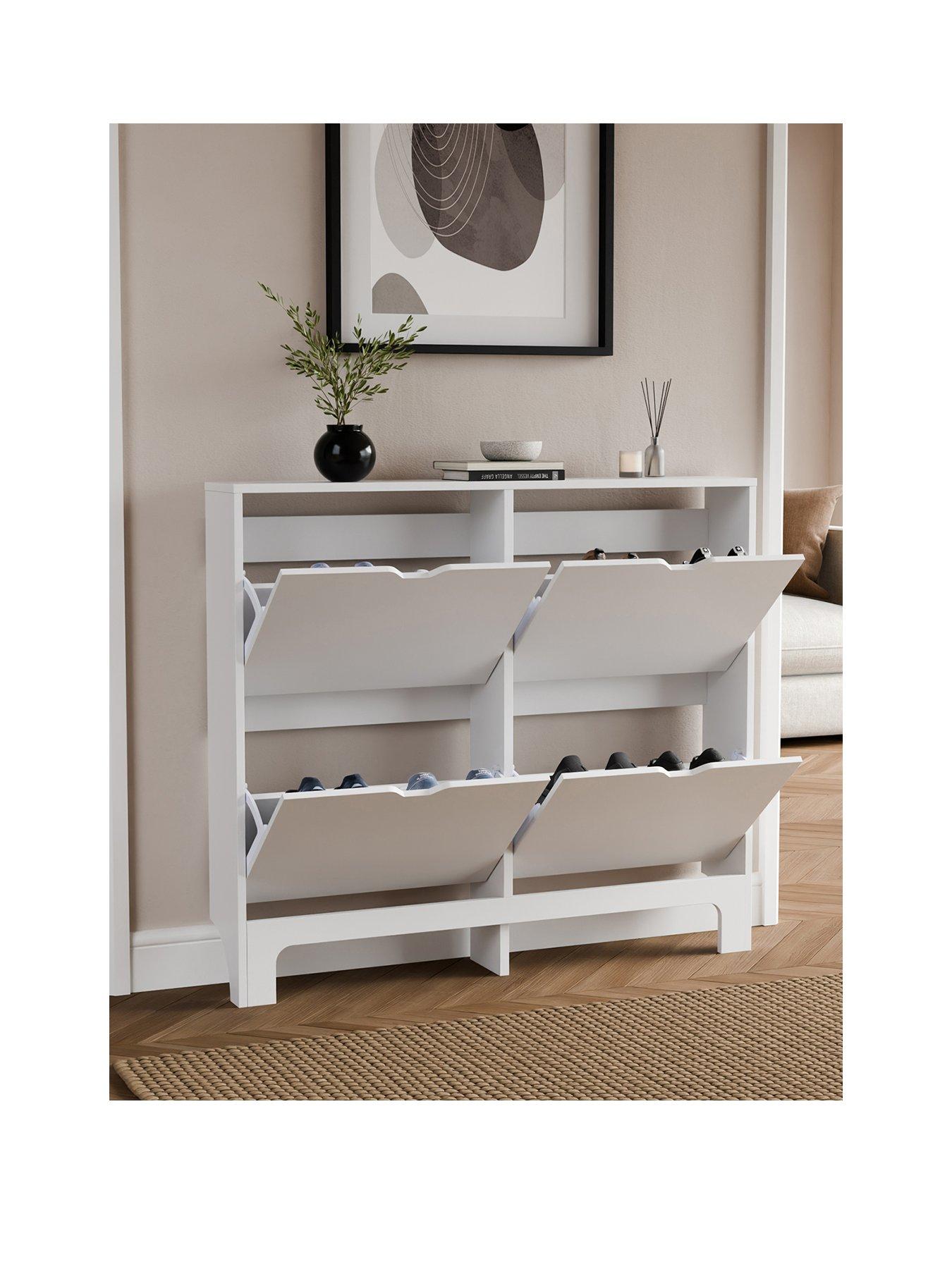 Image 2 of 6 of GFW Narrow 4 Drawer Shoe Cabinet - White