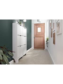 Product photograph of Gfw Narrow 6 Drawer Shoe Cabinet - White from very.co.uk