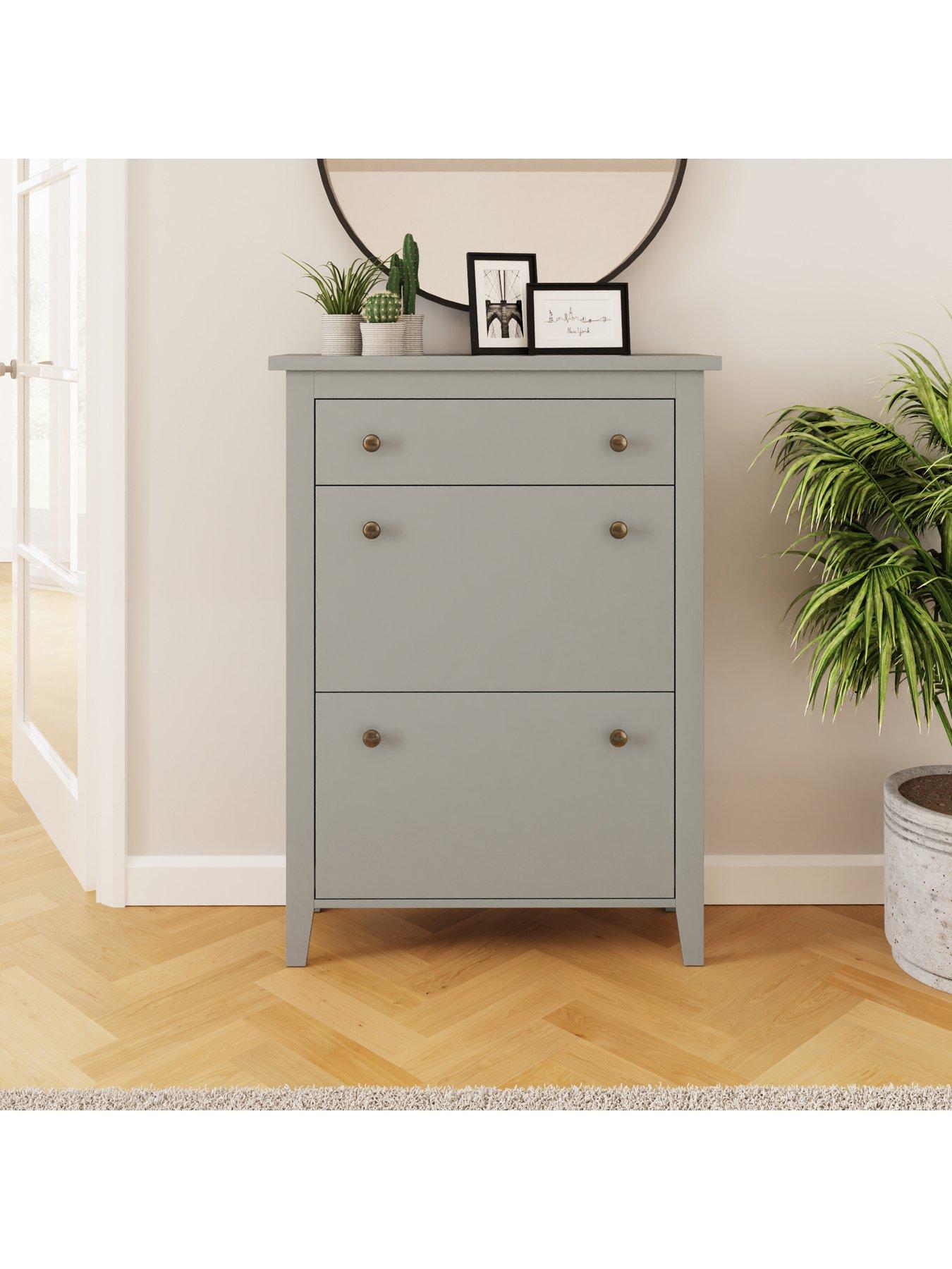 GFW Deluxe 2 Tier Shoe Cabinet - Grey