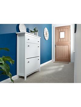 Product photograph of Gfw Deluxe 2 Tier Shoe Cabinet - White from very.co.uk