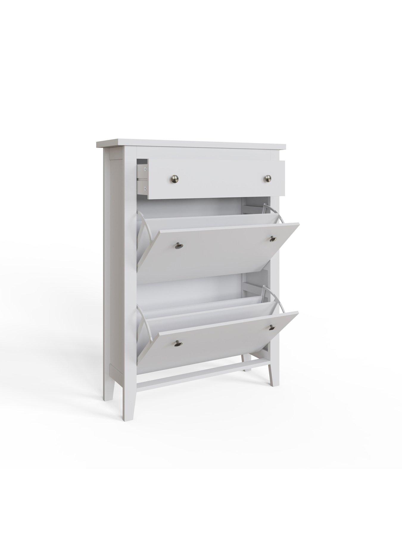 GFW Deluxe Tier Shoe Cabinet White Very