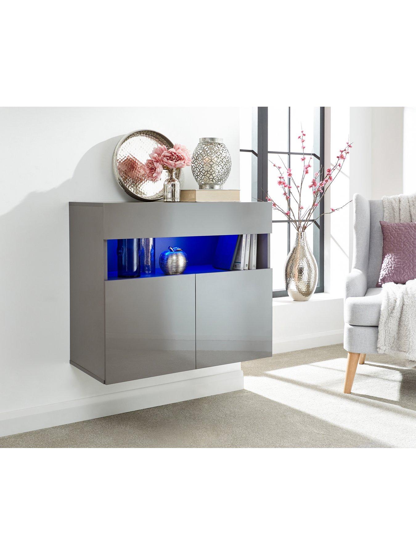 Gfw Galicia Wall Hanging Sideboard With Led Light - Grey