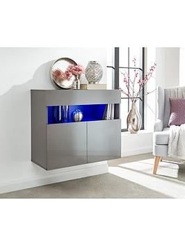 Product photograph of Gfw Galicia Wall Hanging Sideboard With Led Light - Grey from very.co.uk