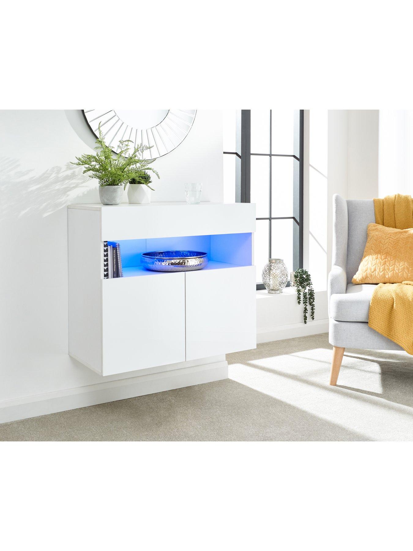 Gfw Galicia Wall Hanging Sideboard With Led Light - White