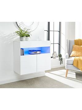 Product photograph of Gfw Galicia Wall Hanging Sideboard With Led Light - White from very.co.uk
