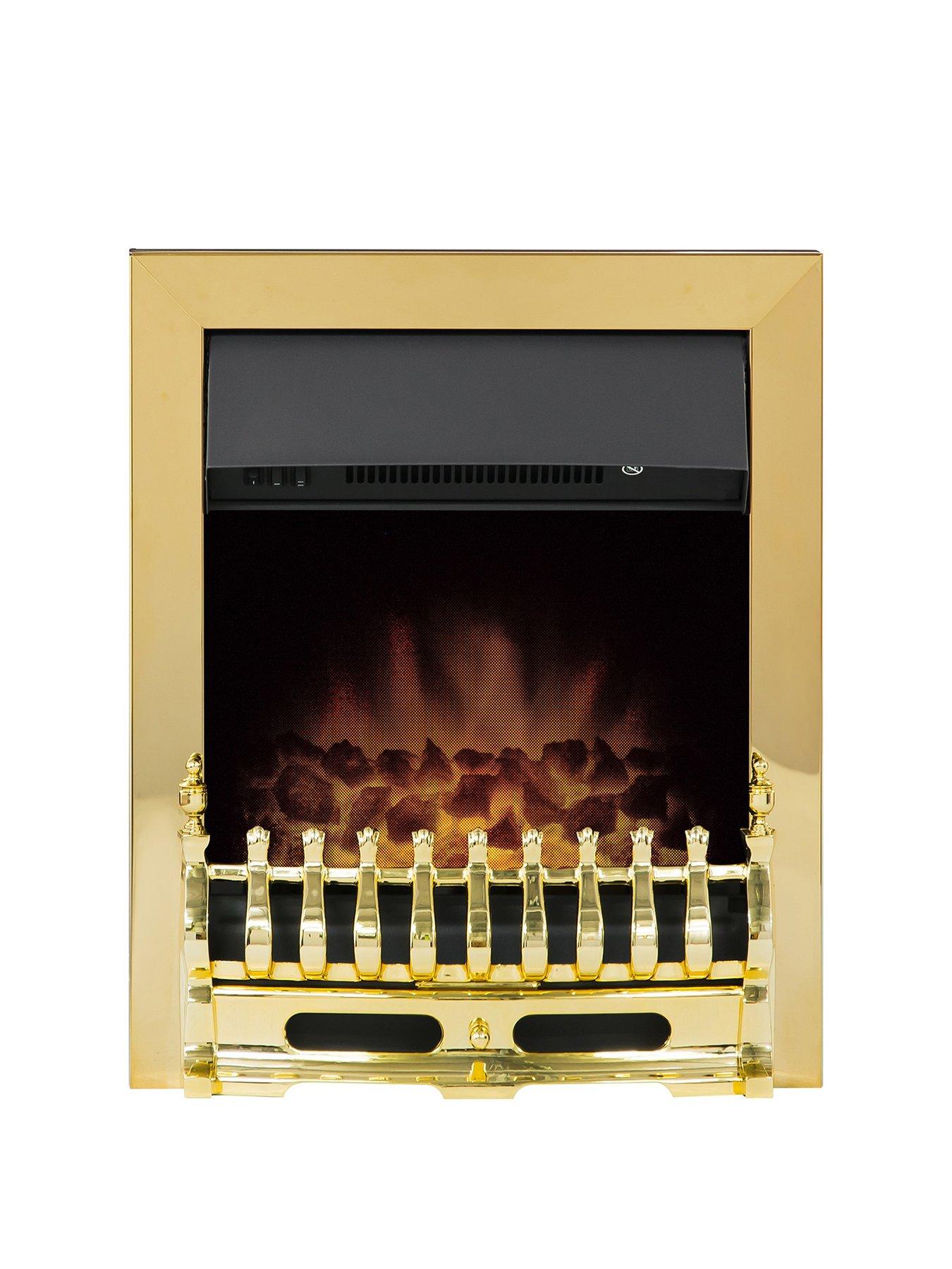 Product photograph of Adam Fires Fireplaces Adam Blenheim Electric Fire In Brass from very.co.uk