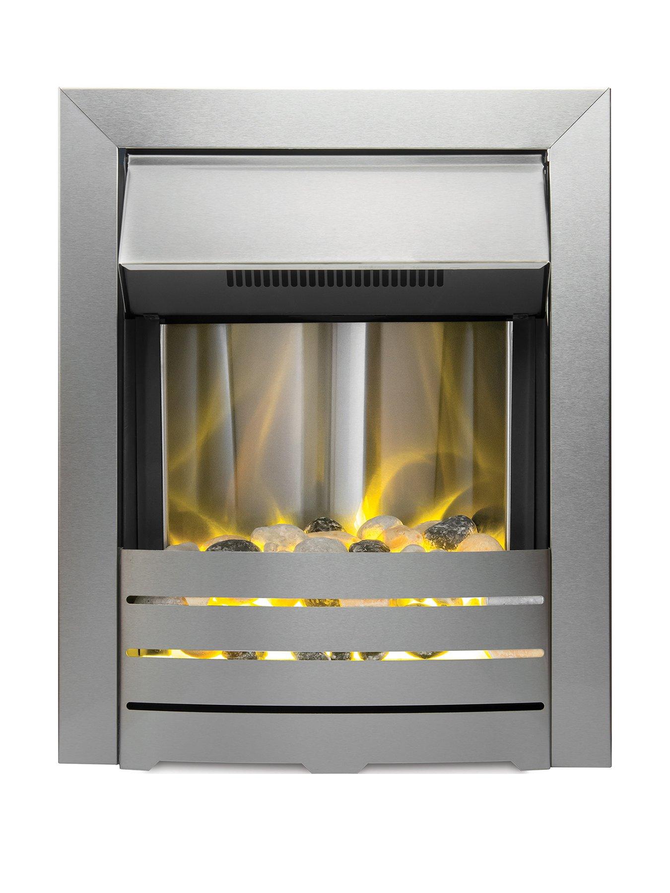 Adam Fires & Fireplaces Adam Helios Electric Fire In Brushed Steel