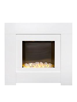 Product photograph of Adam Fires Fireplaces Adam Brooklyn Electric Fireplace Suite In Pure White 30 Inch from very.co.uk