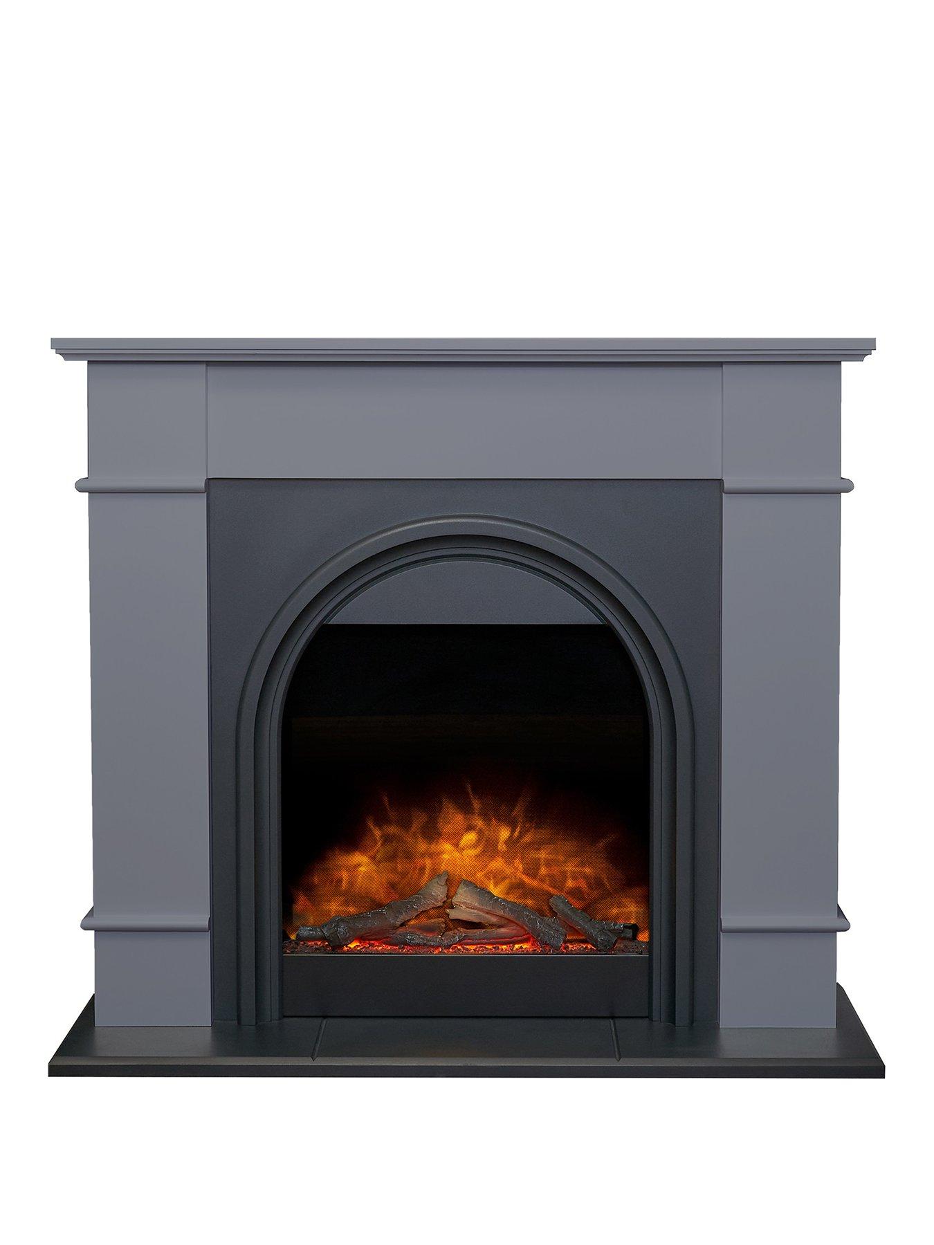 Adam Fires & Fireplaces Adam Chesterfield Electric Fireplace Suite In Grey & Charcoal Grey, 44 Inch