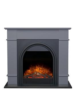 Product photograph of Adam Fires Fireplaces Adam Chesterfield Electric Fireplace Suite In Grey Charcoal Grey 44 Inch from very.co.uk