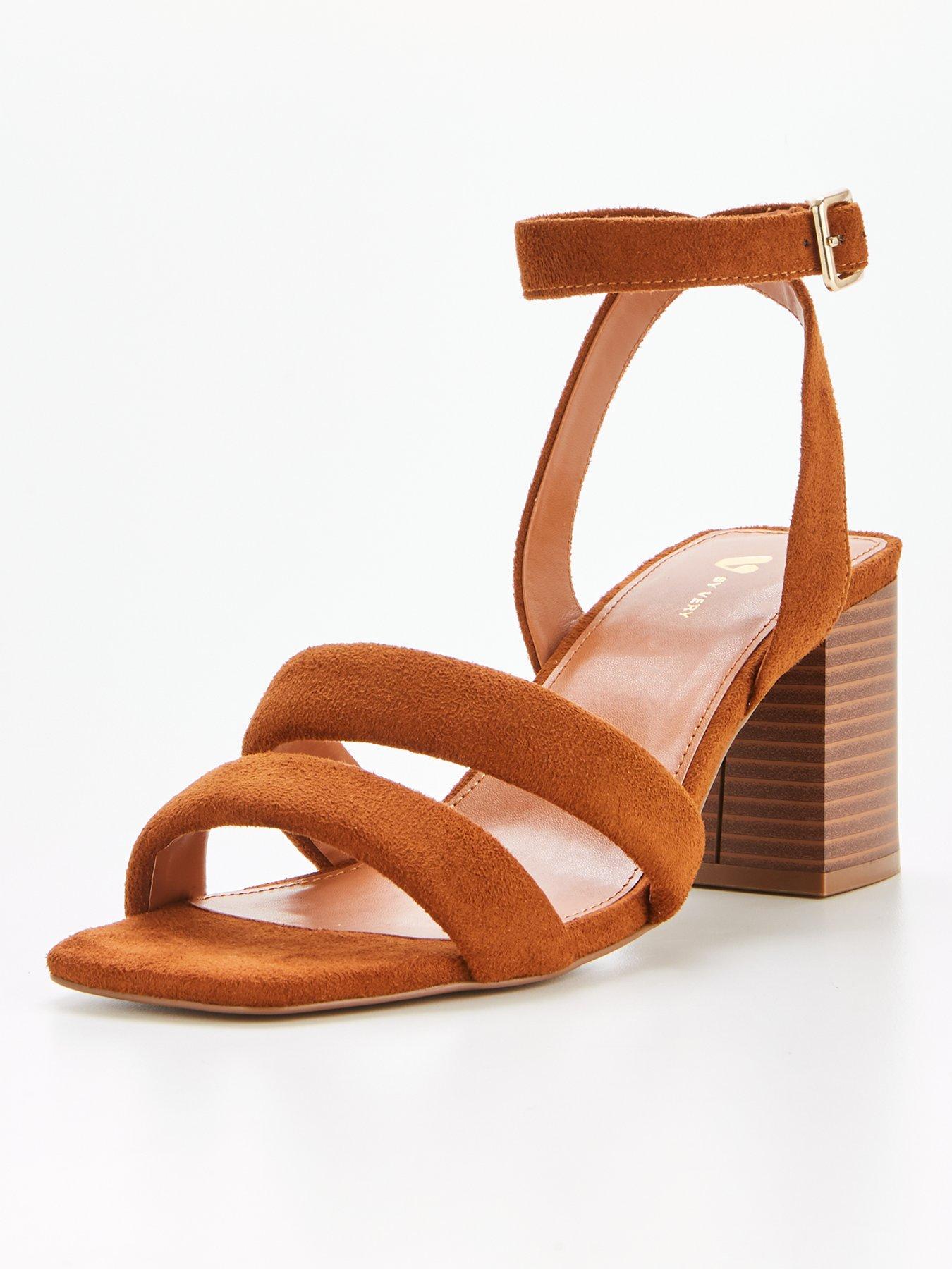 brown heeled sandals uk