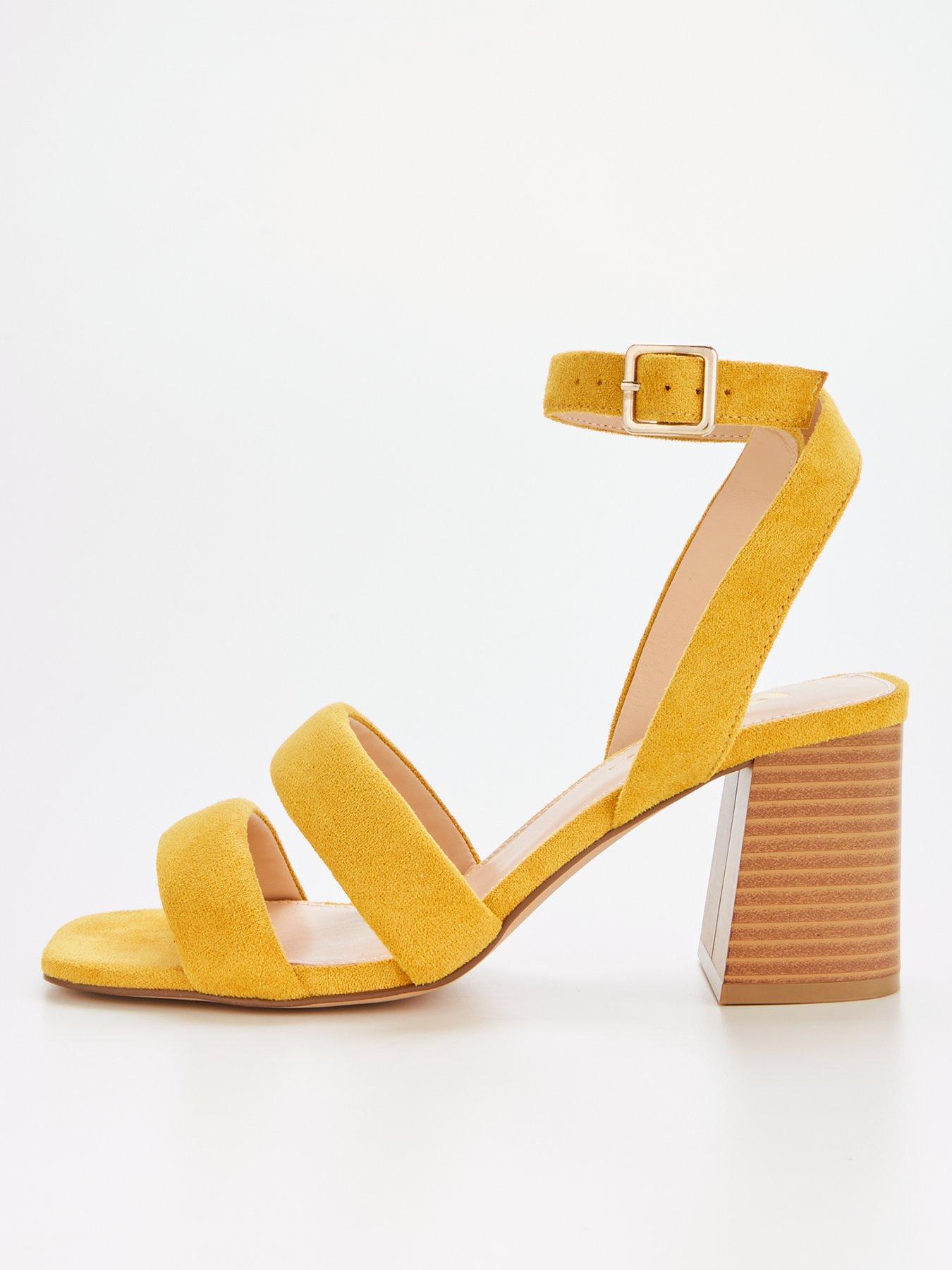 Yellow Fabric Pointed Toe High Heels Slingback Pumps | FSJ