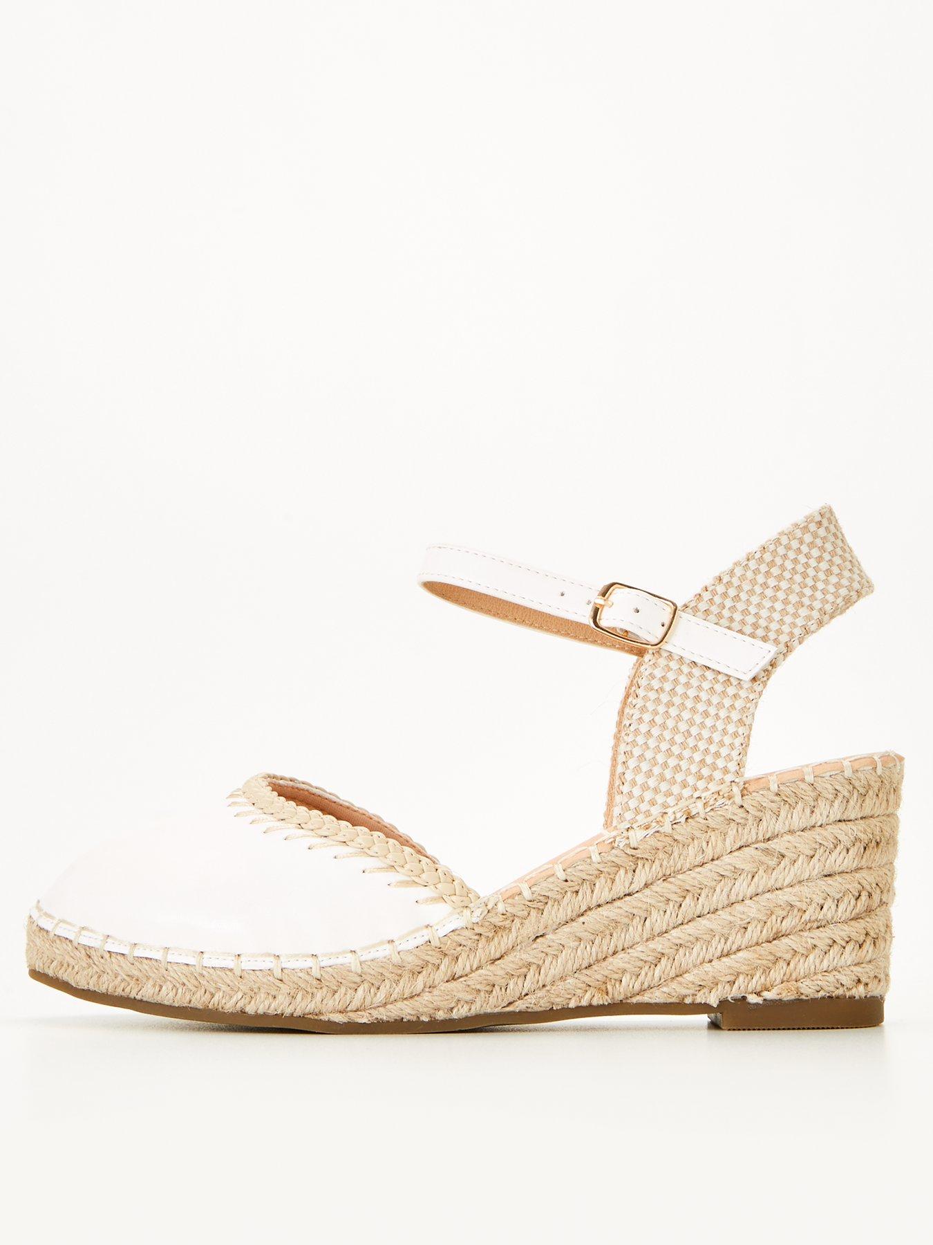 Wide Fit Low Closed Toe Wedge White